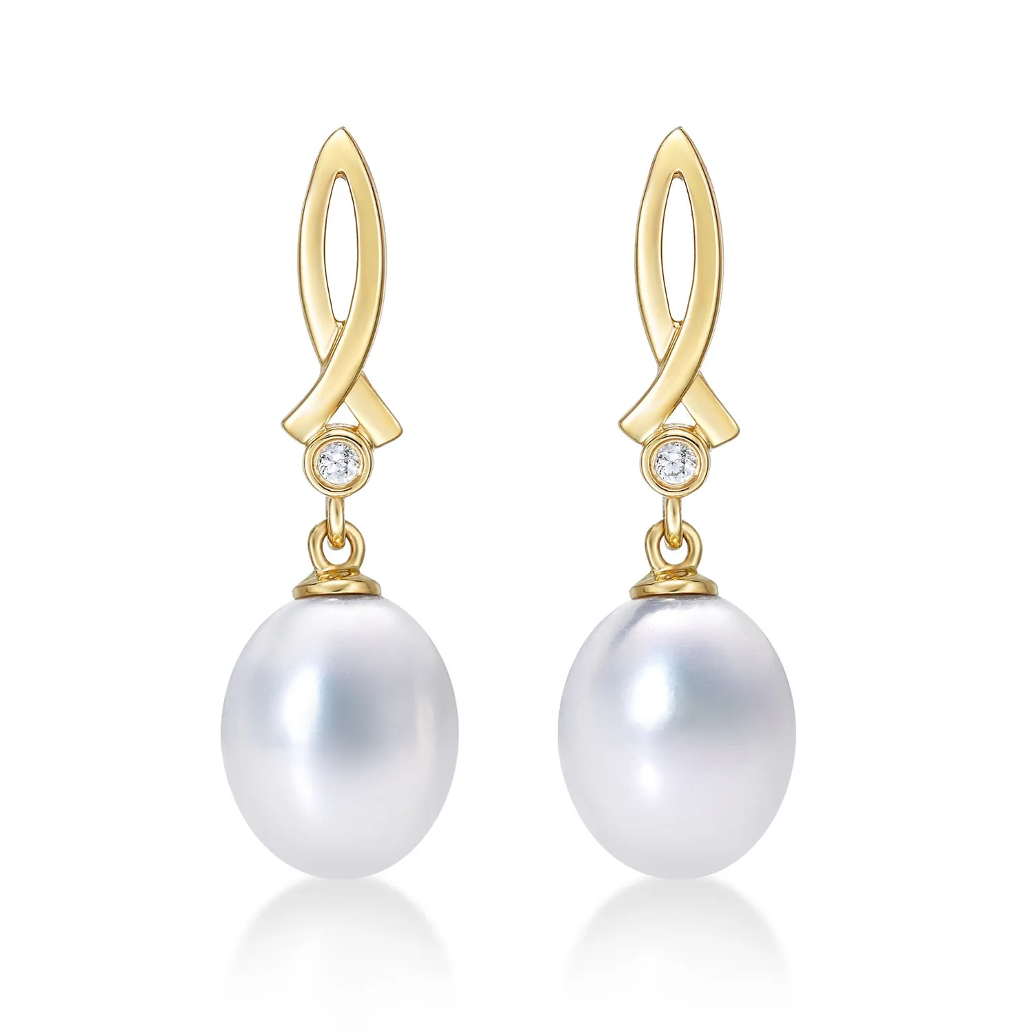 Diamond Treats Orecchini Perle Oro Bianco 9K con Zirconi