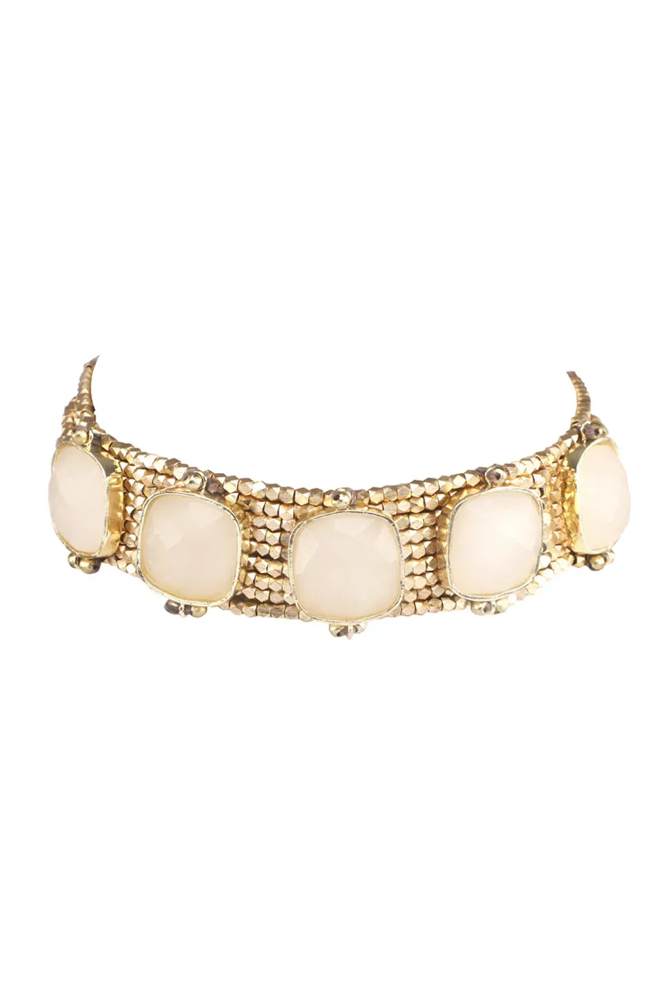 House of Tuhina Square Stone Bead girocollo oro pietra