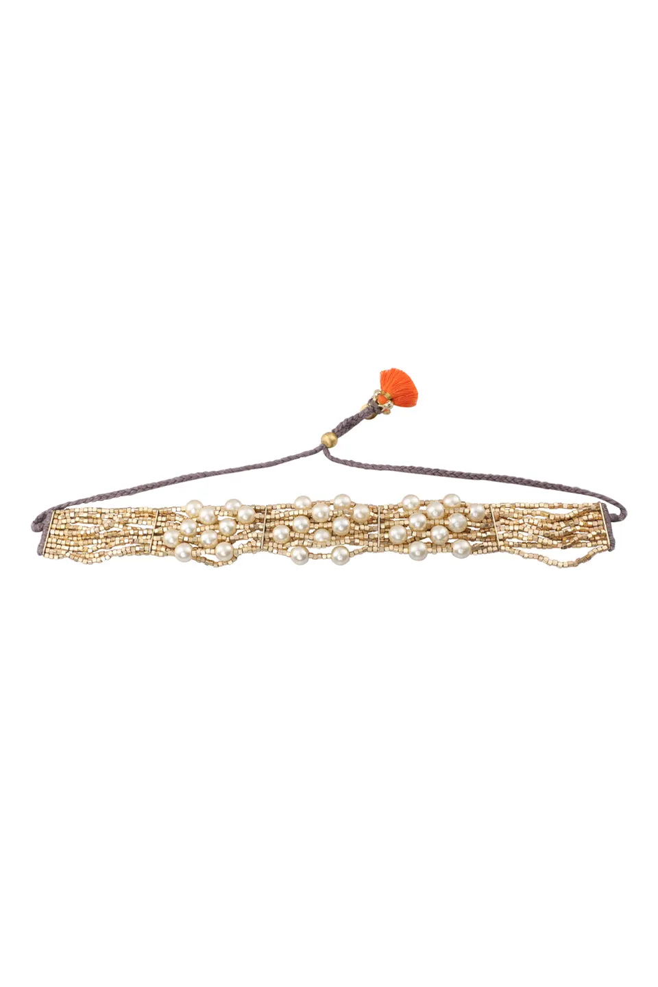 House of Tuhina Pearl Bead Choker girocollo perle oro