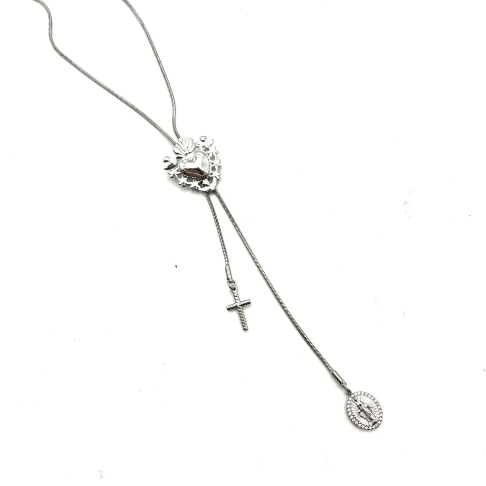 Ornamenta Sacro Cuore collana scorrevole acciaio silver
