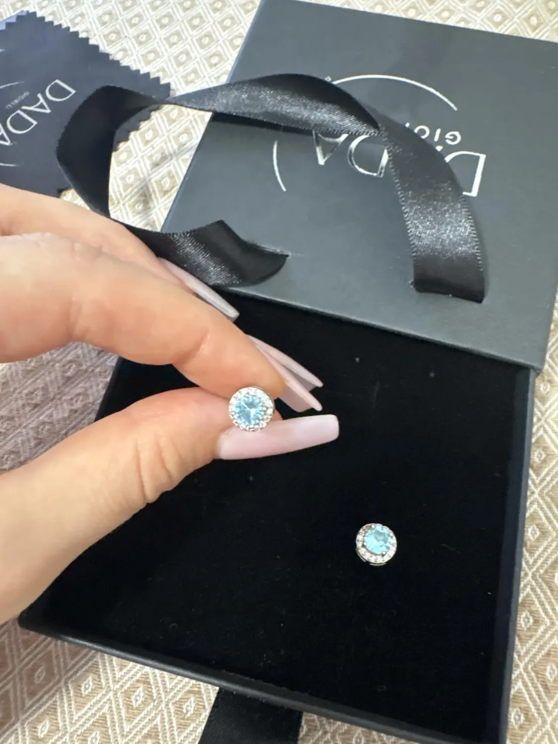 Dada Gioielli Punto Luce Orecchini Rotondo 8mm Acquamarina Argento