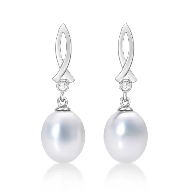 Diamond Treats Orecchini Perle Oro Bianco 9K con Zirconi
