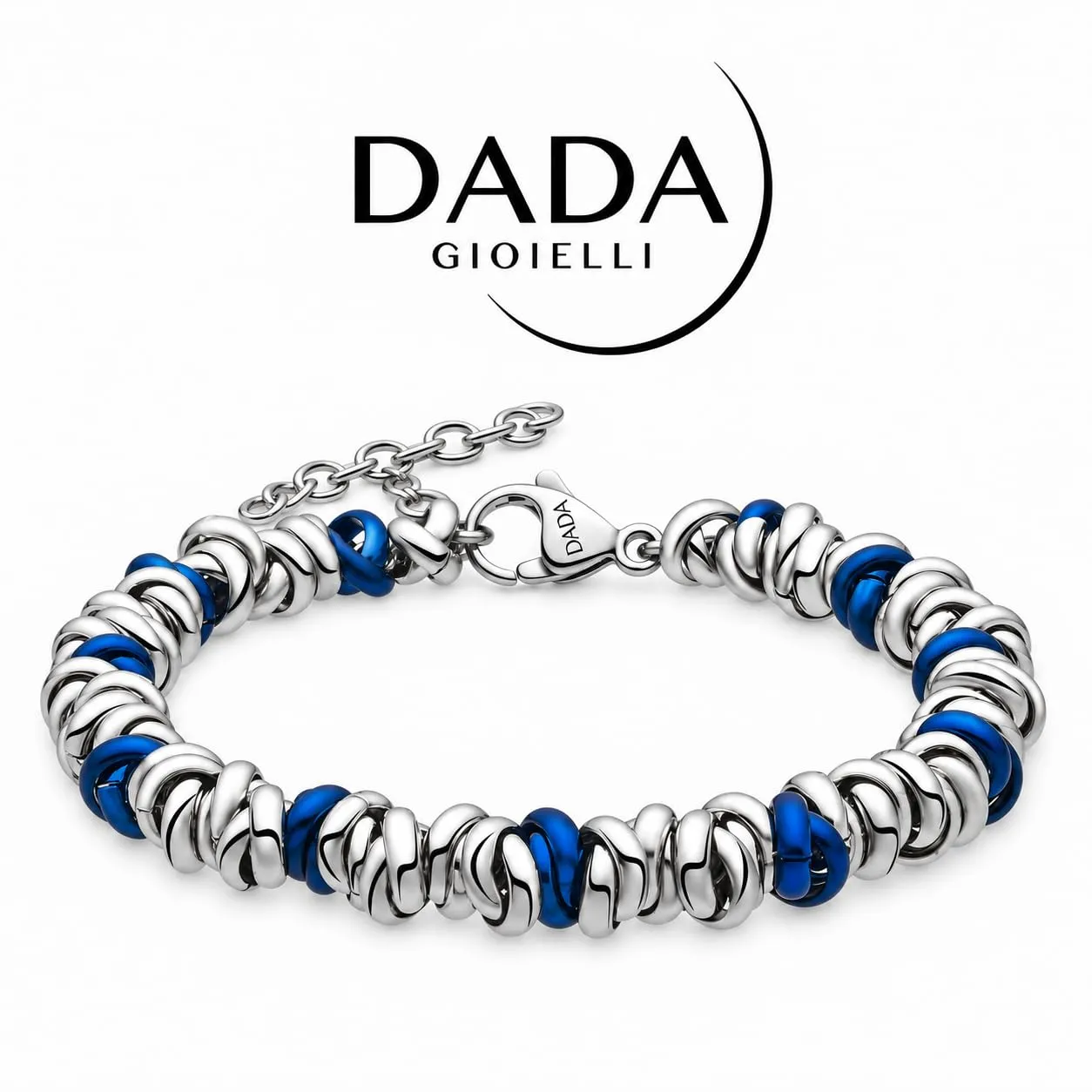 Dada Gioielli Bracciale Donna Anelli Blu Acciaio
