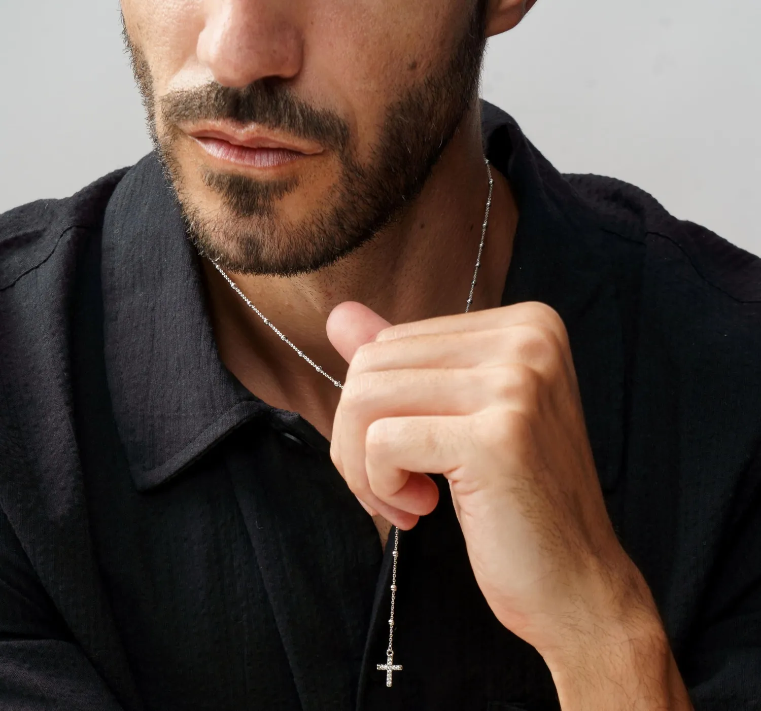 Dada Gioielli Rosario Collana Acciaio Argento Unisex Croce