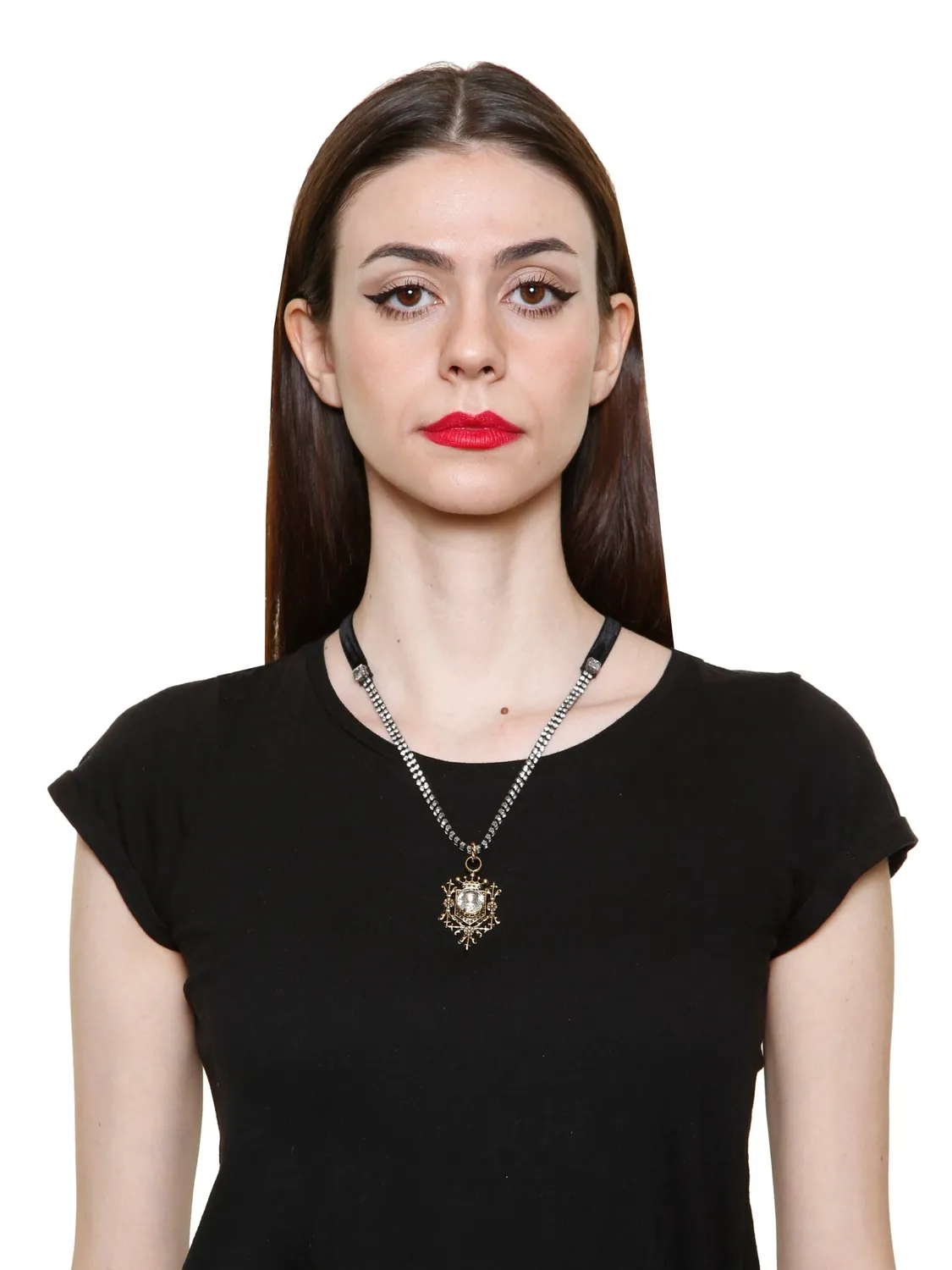 Rada Emblema collana velluto cristallo
