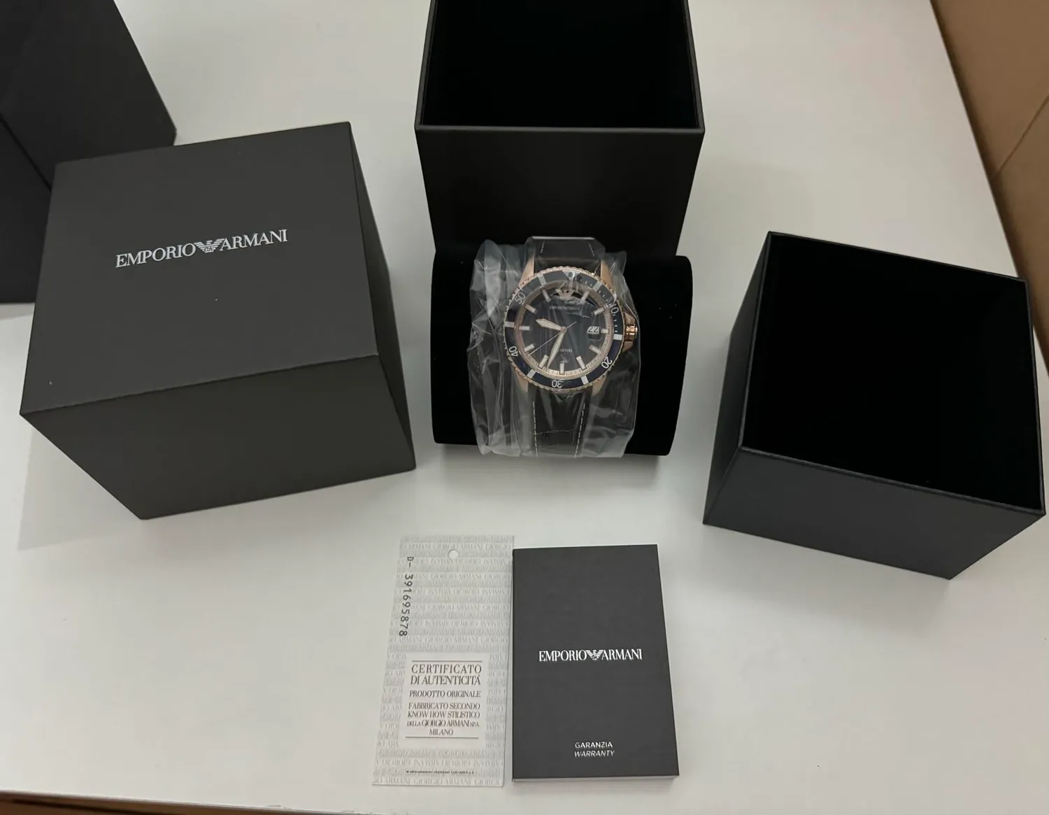 Emporio Armani AR11556 orologio uomo 42mm pelle marrone