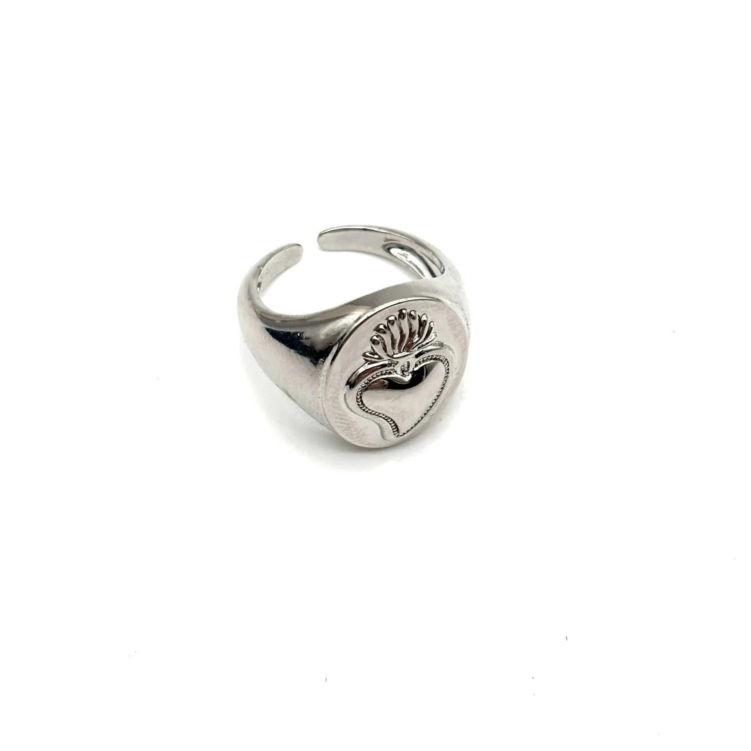 Ornamenta Anello Sacro Cuore argento acciaio regolabile