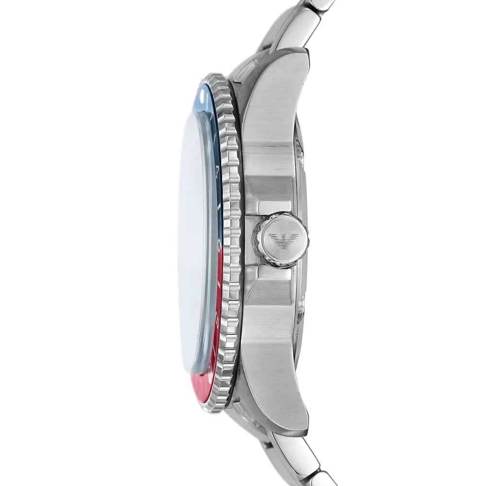 Emporio Armani Orologio Blu Cobalto Argento Doppio Tempo