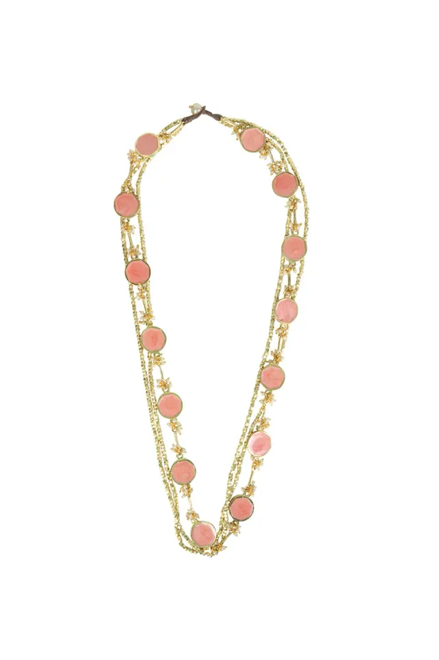 House of Tuhina Trajva Enamel Multi-Row Pearl collana smalto