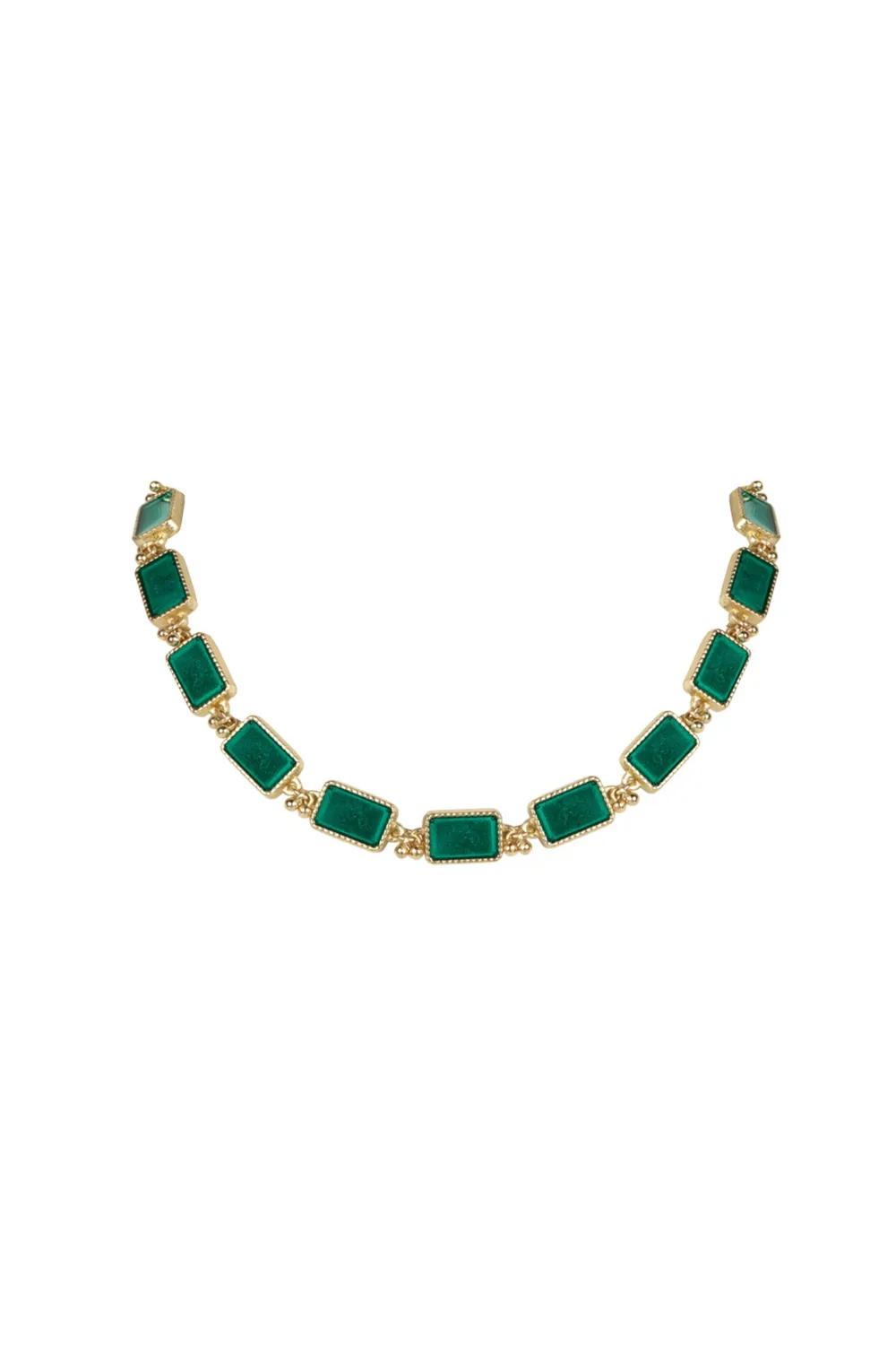 House of Tuhina Enamel Brick Choker collana turchese vetro