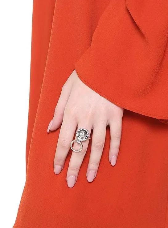 Rada Anello di Cristalli con Cerchio Argento Regolabile