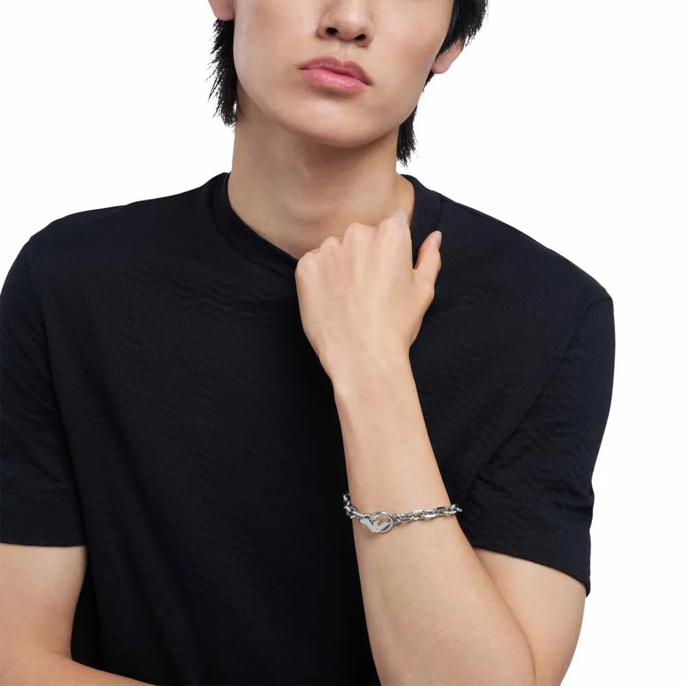 Emporio Armani Bracciale Uomo Nero e Acciaio Toggle