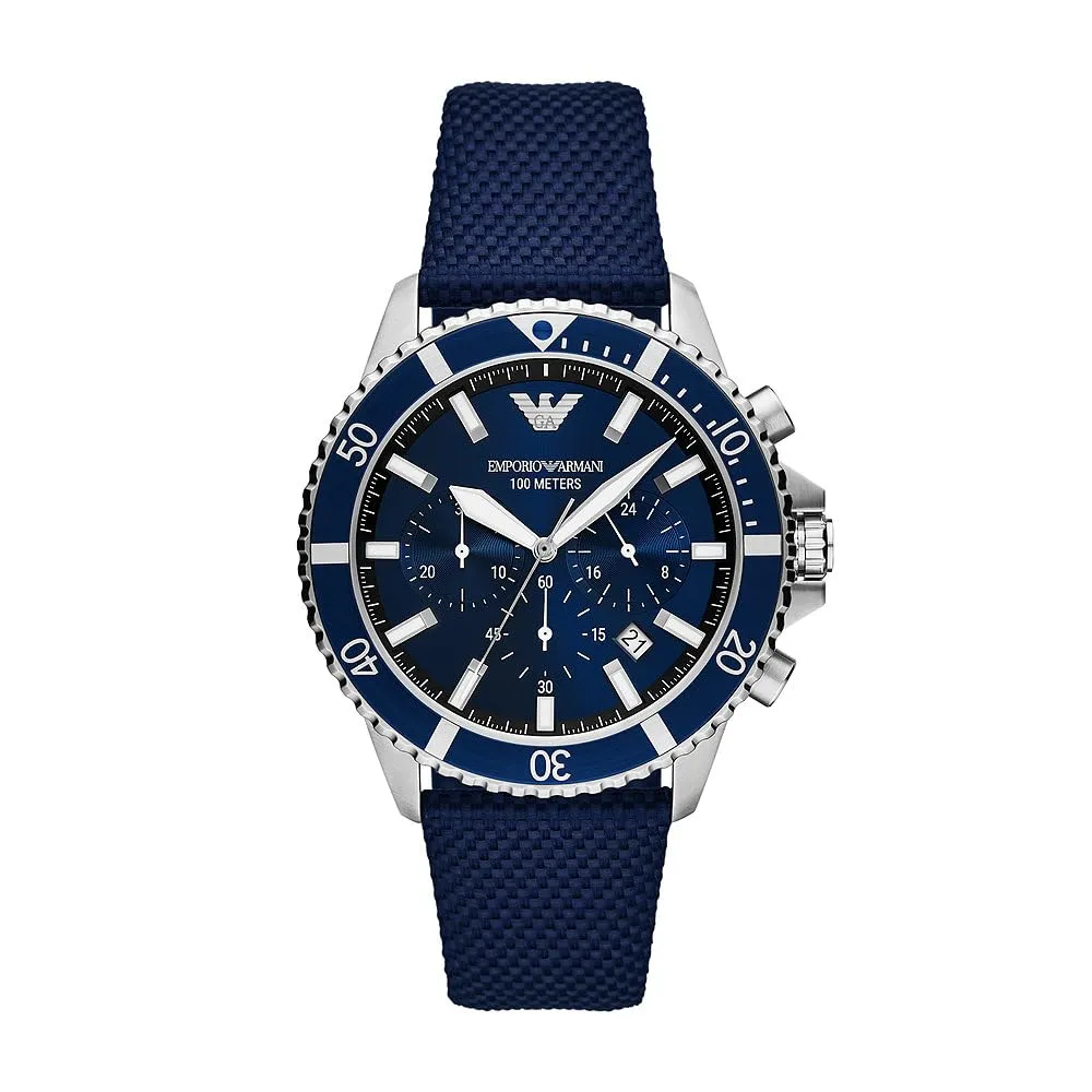 Emporio Armani Cronografo Uomo Argento Blu Solare