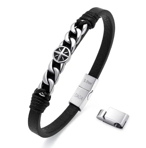 Dada Gioielli Bracciale Uomo Rosa Venti Pelle Acciaio