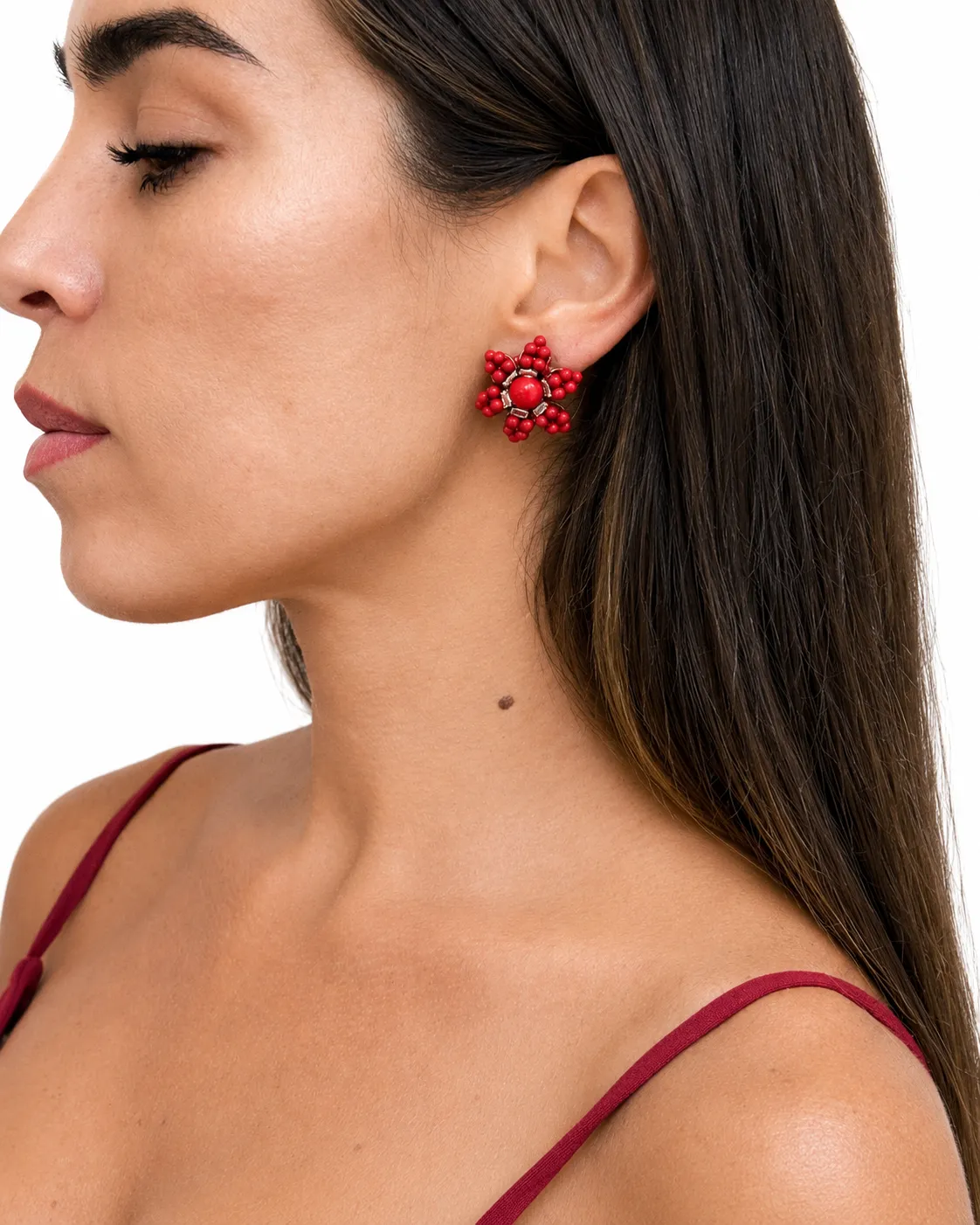 Rada Fiore Corallo orecchini clip perline rosse