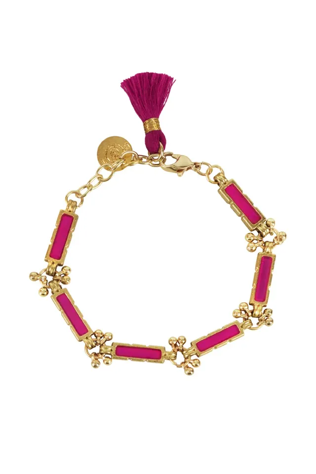 House of Tuhina Sahar Bracciale Smaltato Magenta Vetro