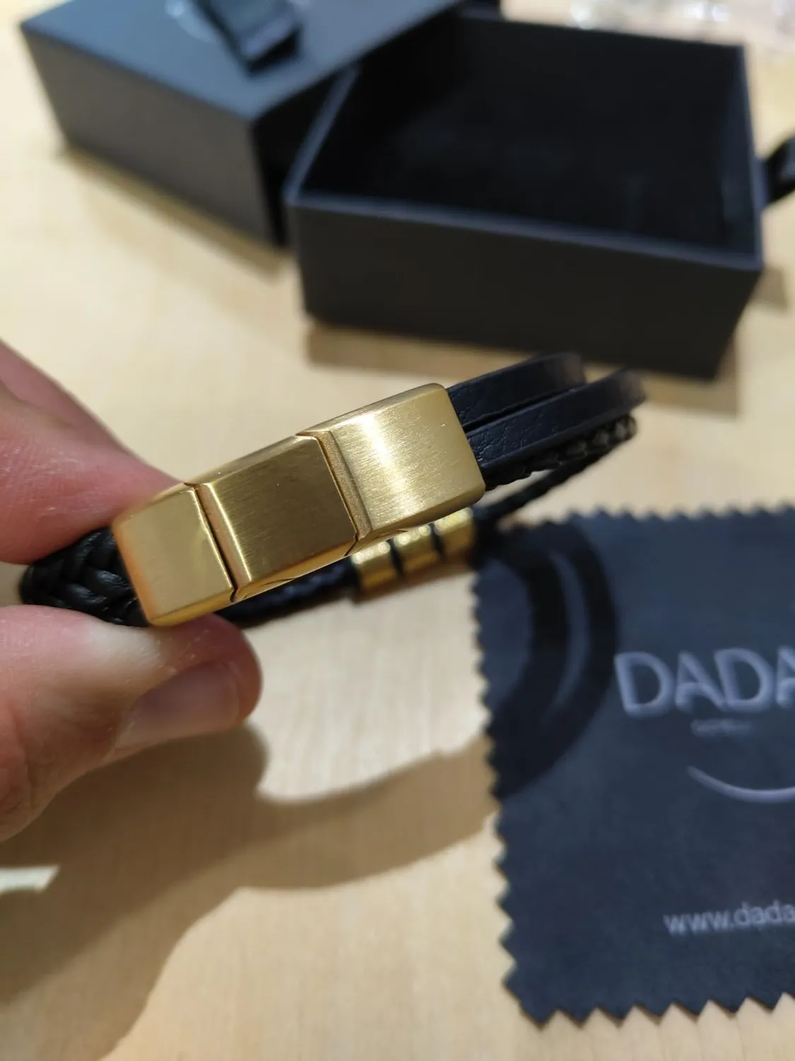 Dada Gioielli Bracciale Uomo Pelle Acciaio Oro