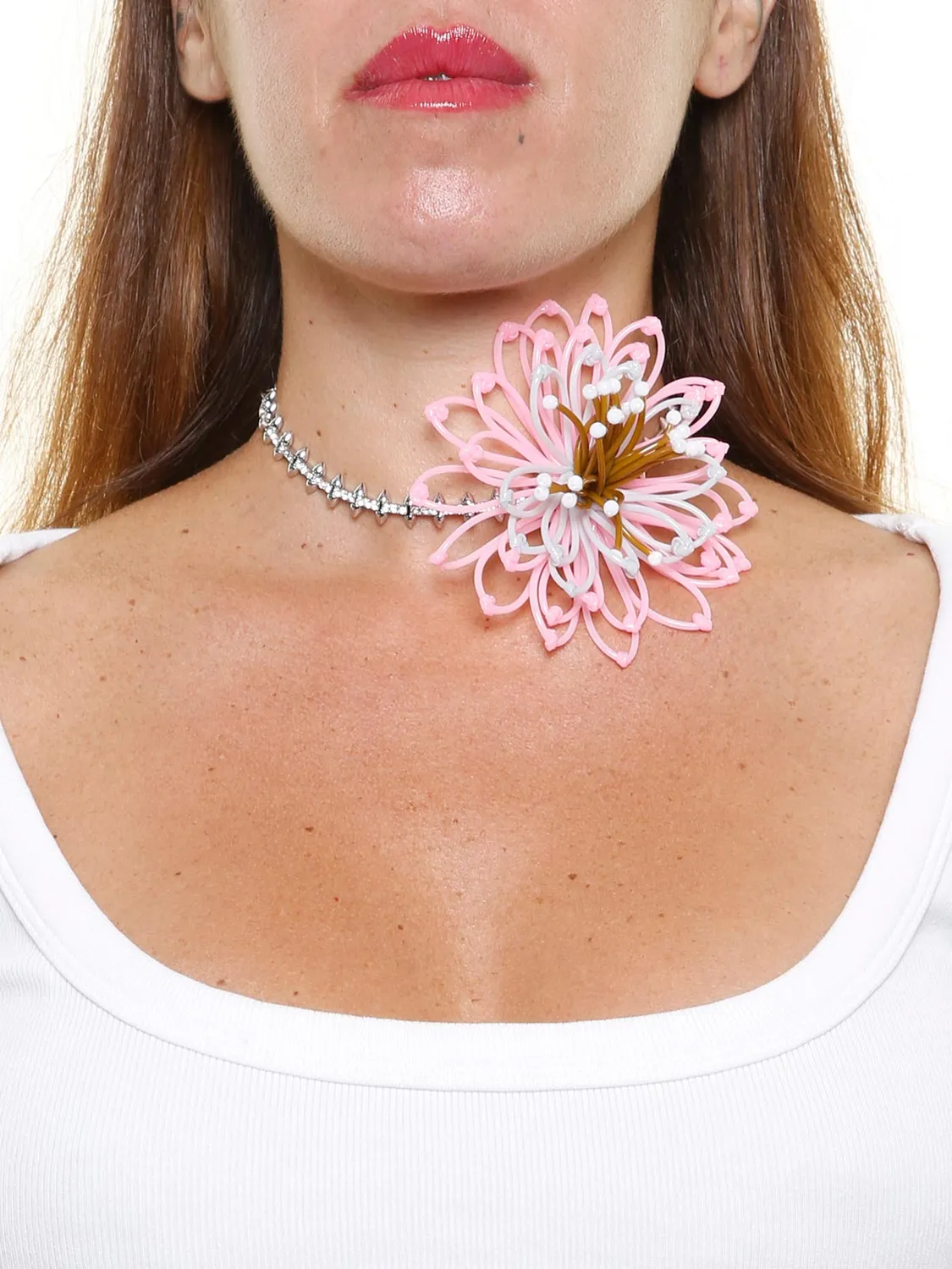 Rada Fiore collana rosa grigio catena borchie