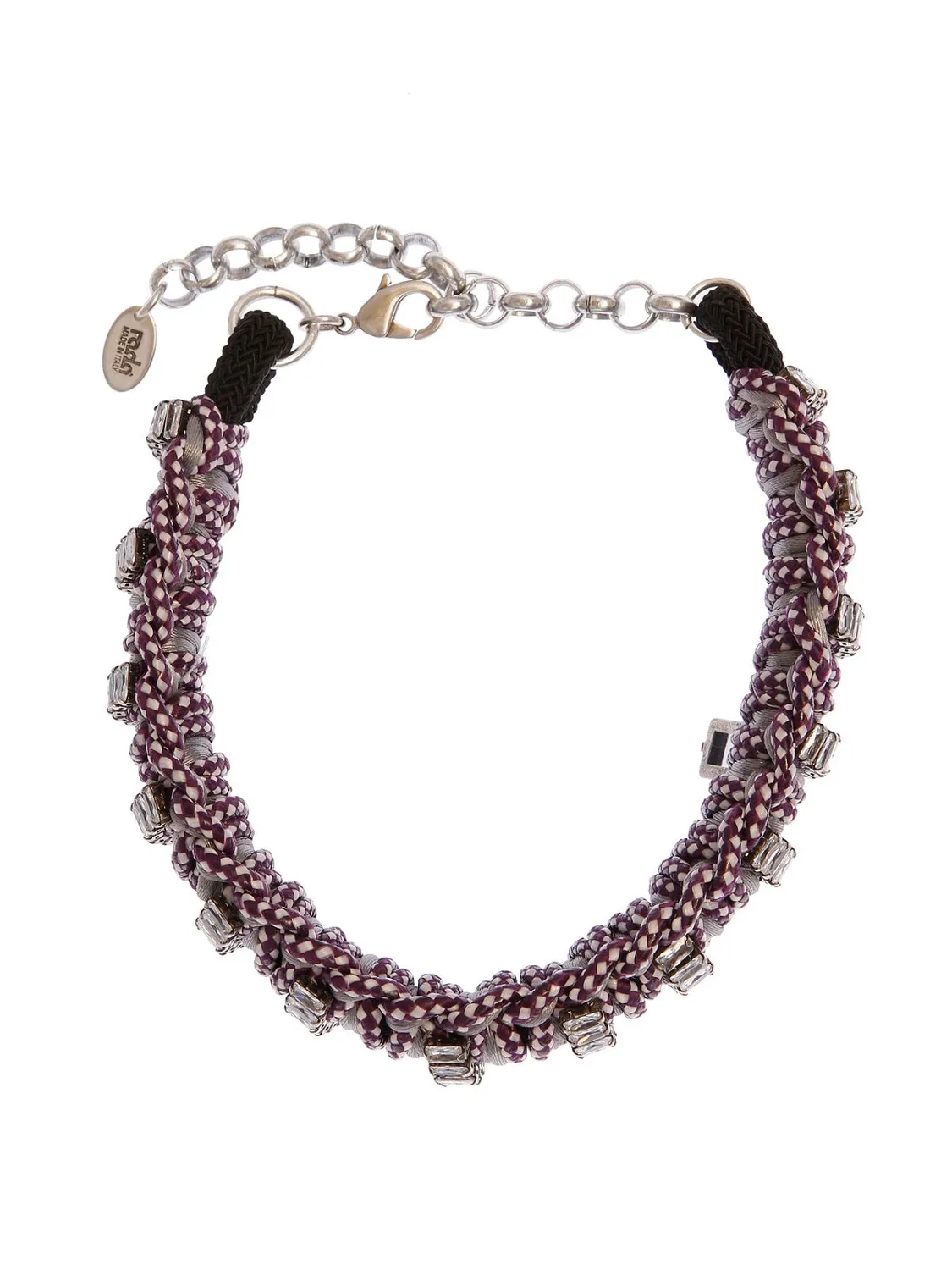 Rada collana corda intrecciata viola grigio cristallo