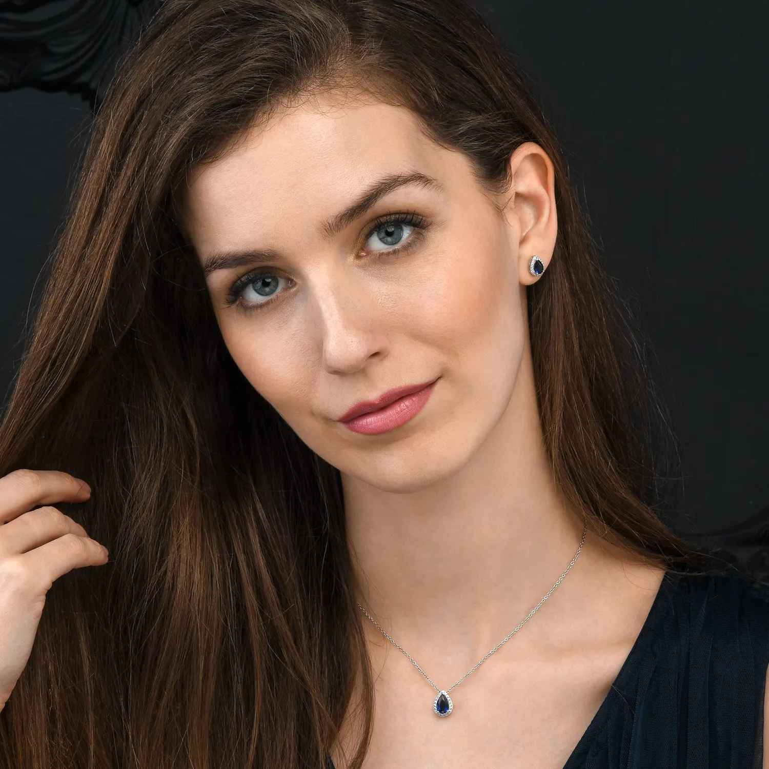 Diamond Treats Collana Goccia Blu Argento 925 Zirconi