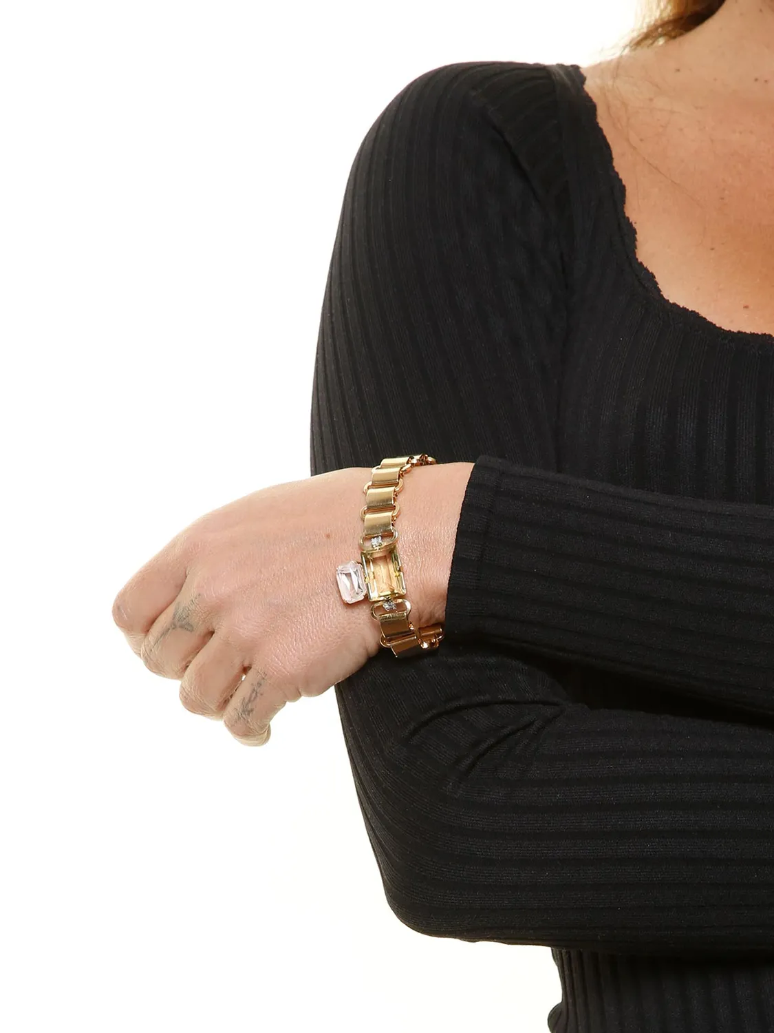 Rada Bracciale Catena con Pietre rosa cristallo baguette