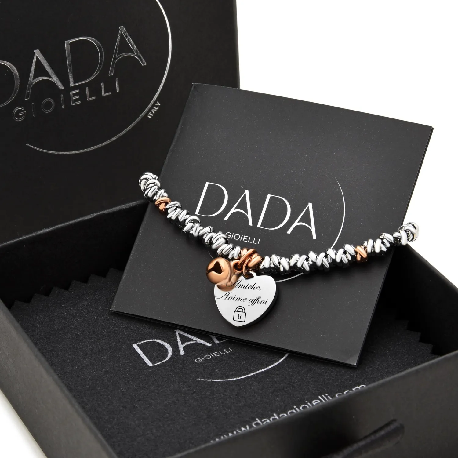 Dada Gioielli Migliori Amiche bracciale rodio oro rosa cuore