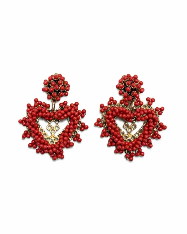 Rada Cuore Corallo orecchini cuore rossi perline