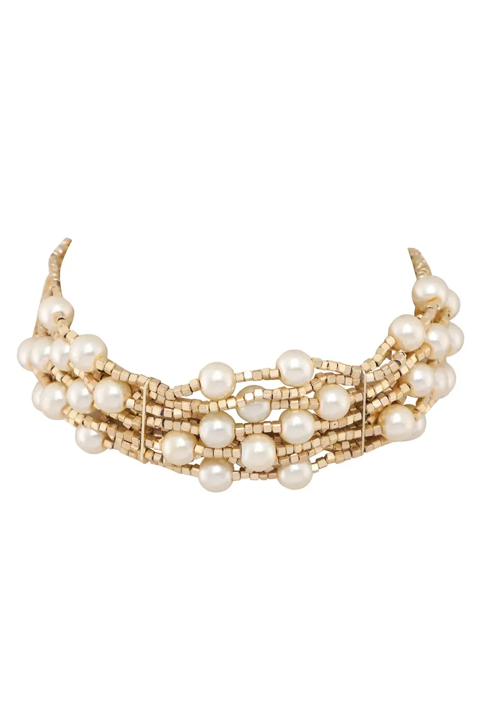 House of Tuhina Pearl Bead Choker girocollo perle oro