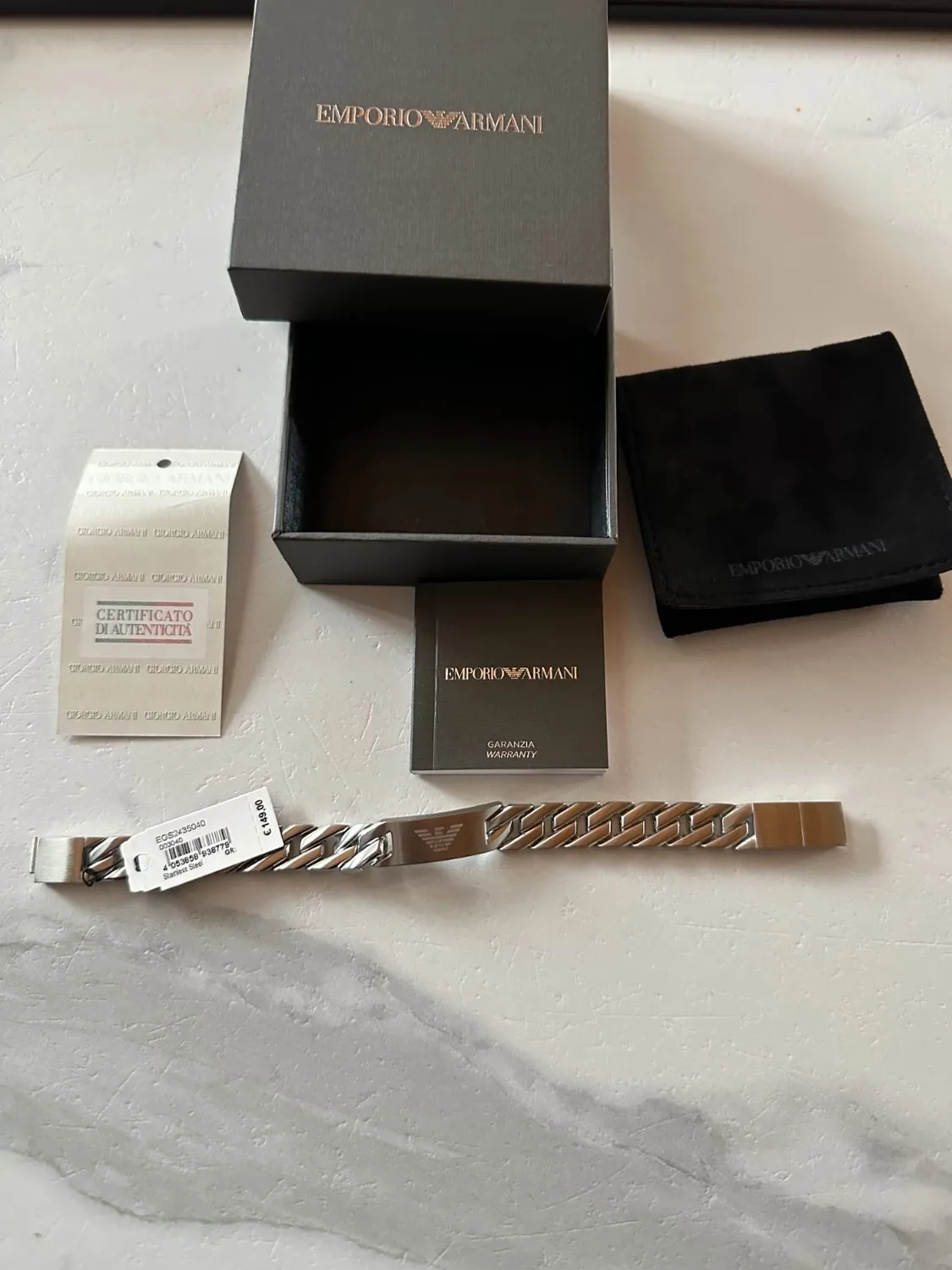 Emporio Armani Bracciale Uomo Acciaio Argento Maglie