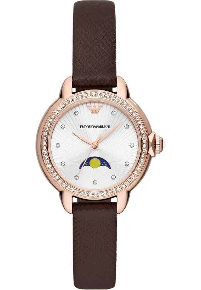 Emporio Armani Orologio Analogico Marrone Bianco