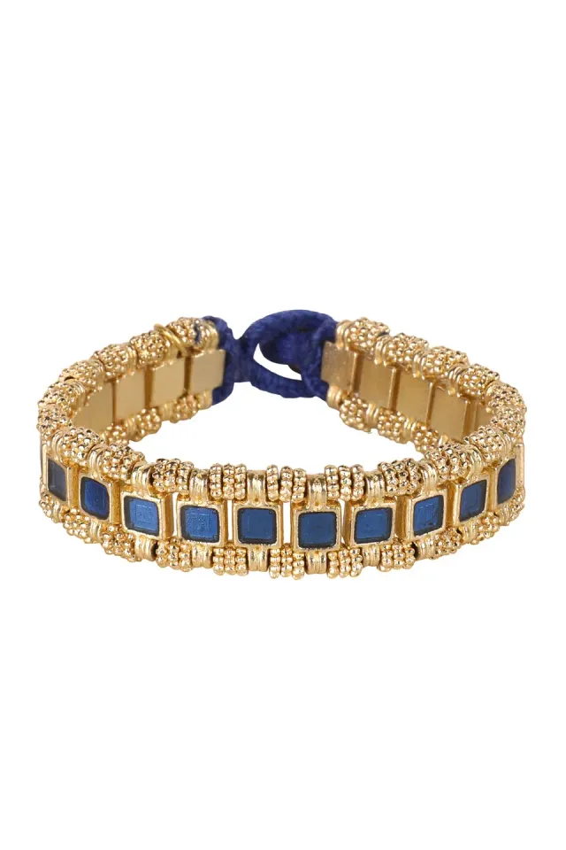 House of Tuhina Marayam 1 pietra bracciale smaltato blu royal