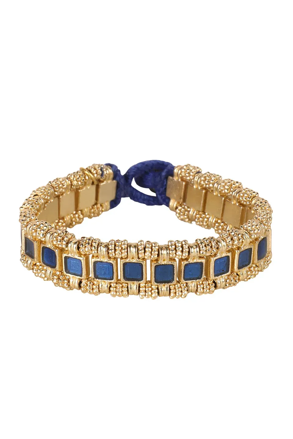 House of Tuhina Marayam 1 pietra bracciale smaltato blu royal