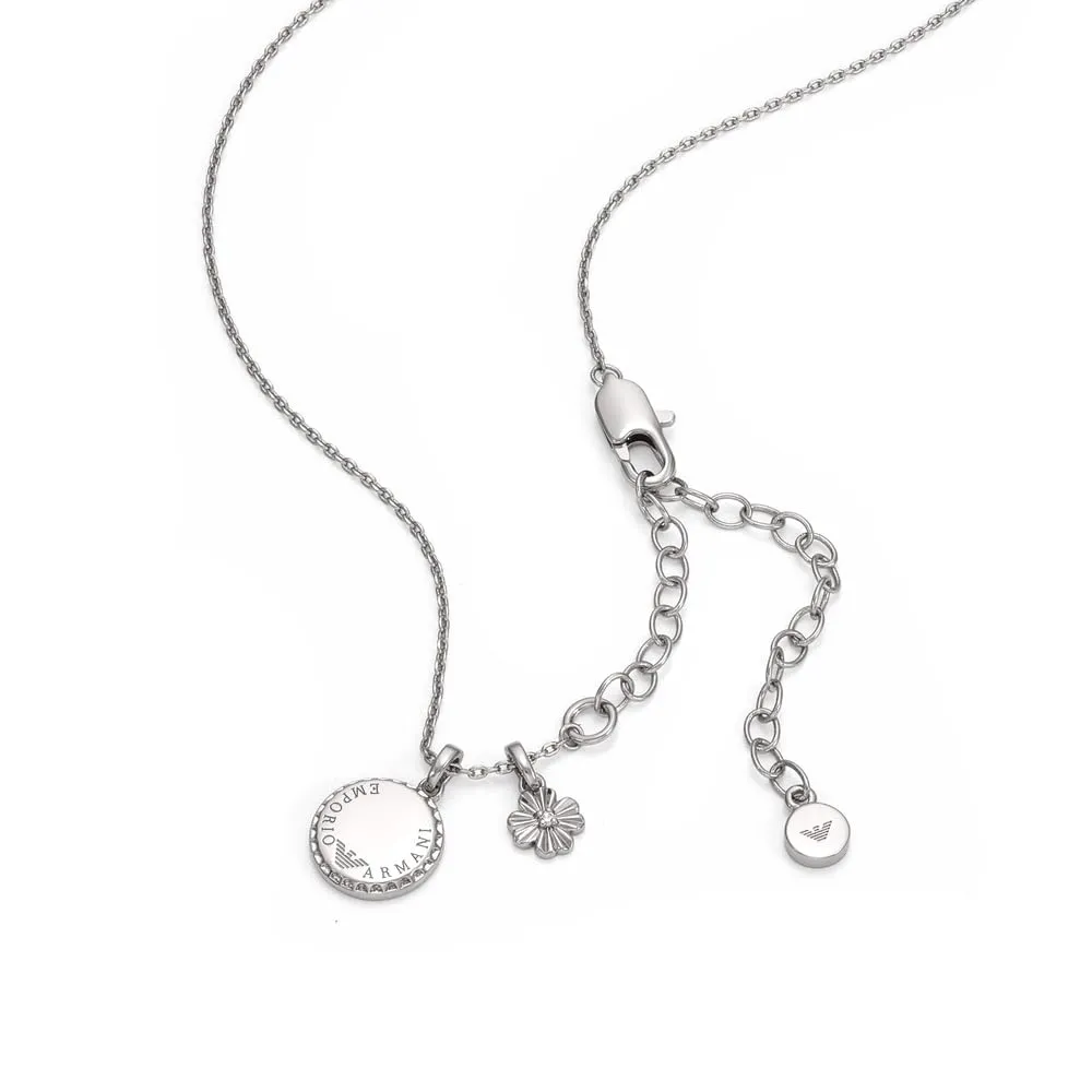 Emporio Armani bracciale coulisse acciaio argento logo uomo