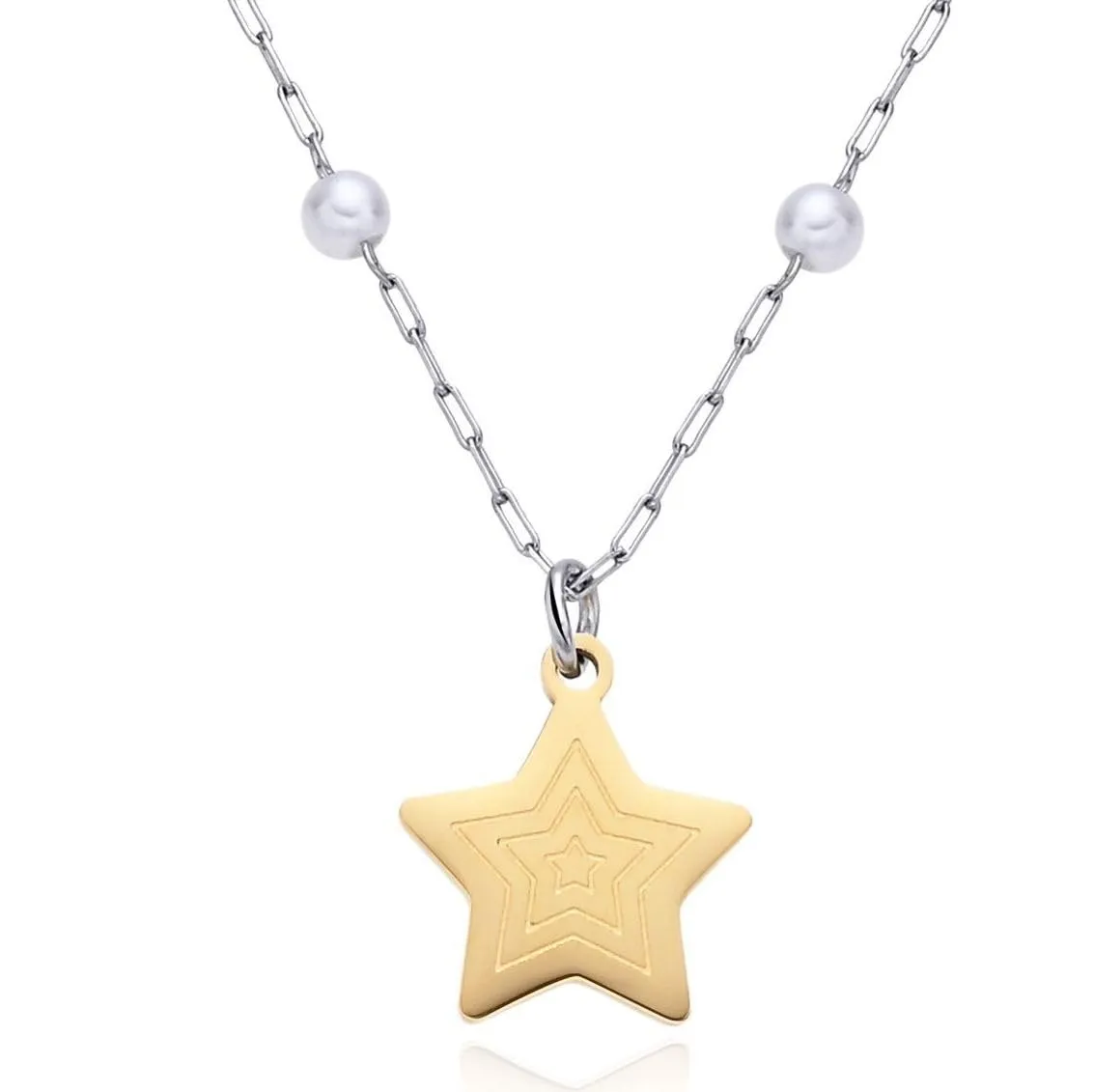 Dada Gioielli collana doppio filo perle stella oro
