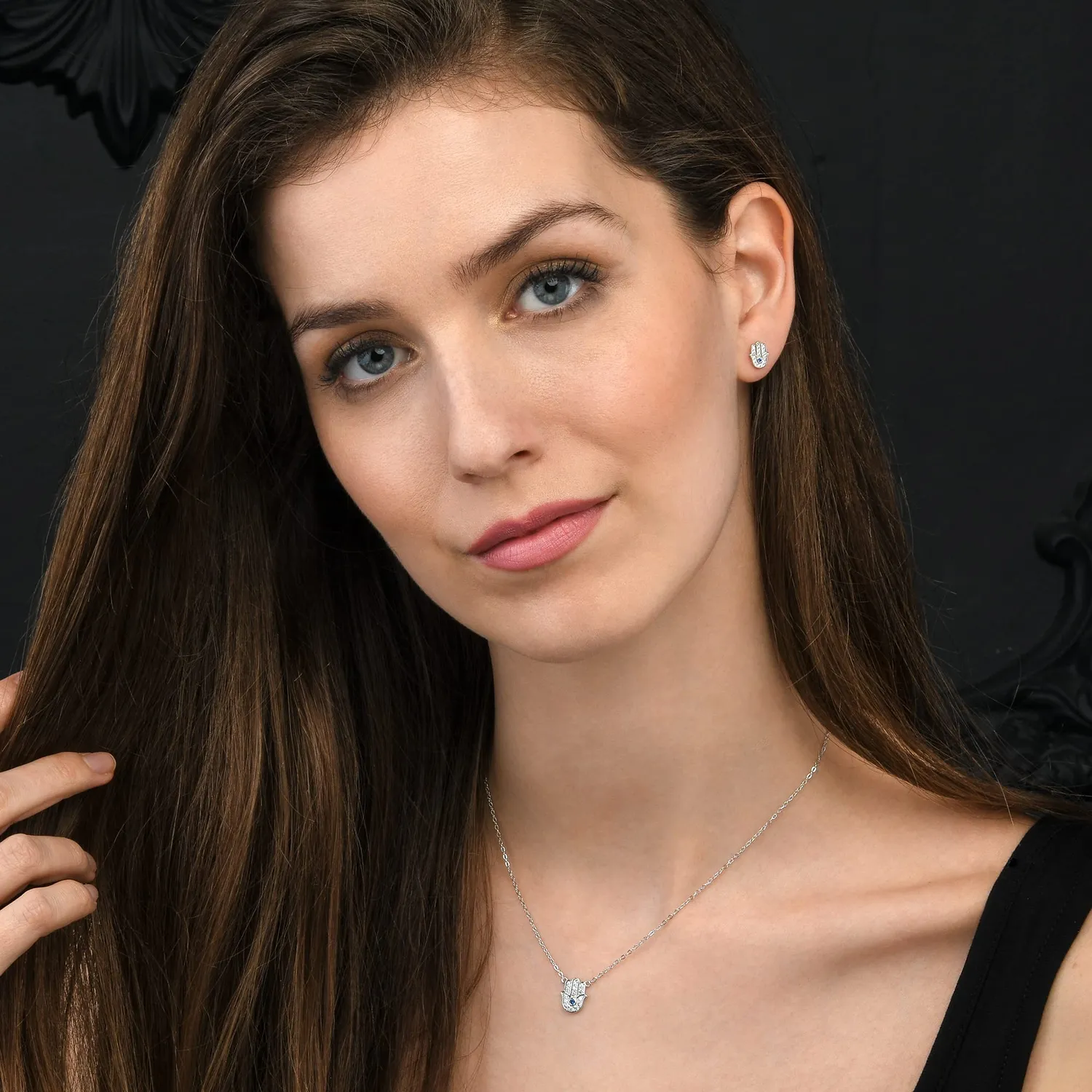 Diamond Treats Collana Mano Fatima Hamsa Argento 925 Zirconi