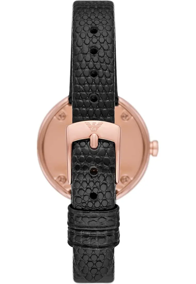 Emporio Armani AR11493 Orologio Donna 30mm Pelle Nero Oro Rosa