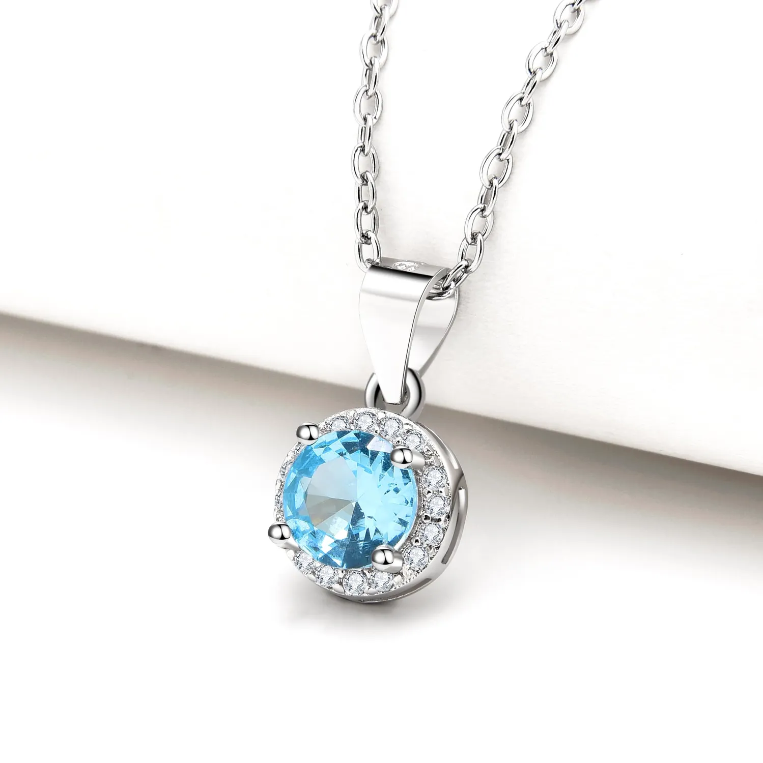 Dada Gioielli Rotondo Punto Luce Collana Azzurro Acquamarina 8mm