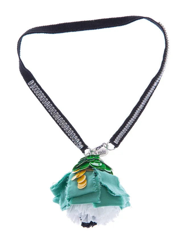 Rada Gros Grain Collana Marrone nastro e fiore