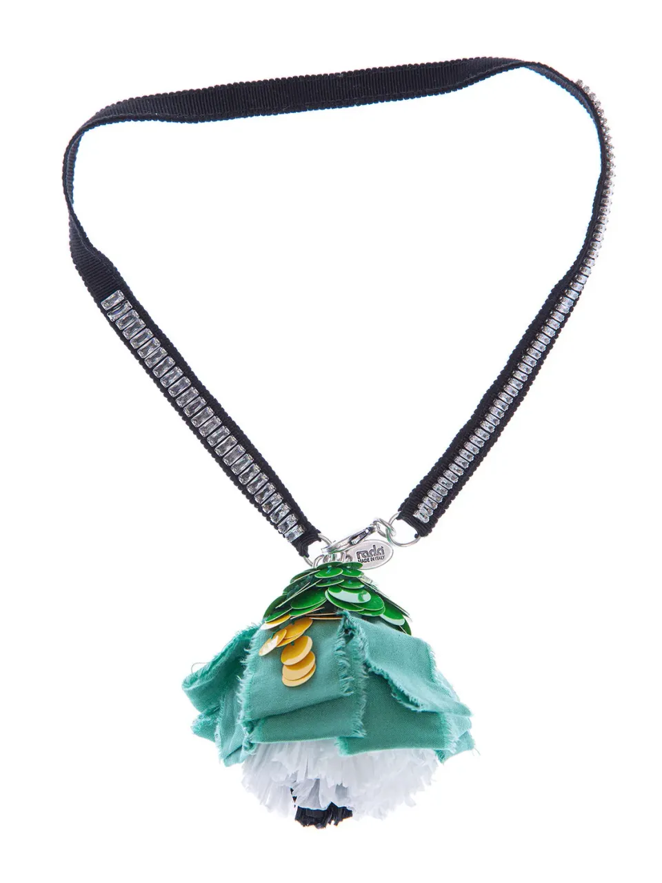 Rada Gros Grain Collana Marrone nastro e fiore