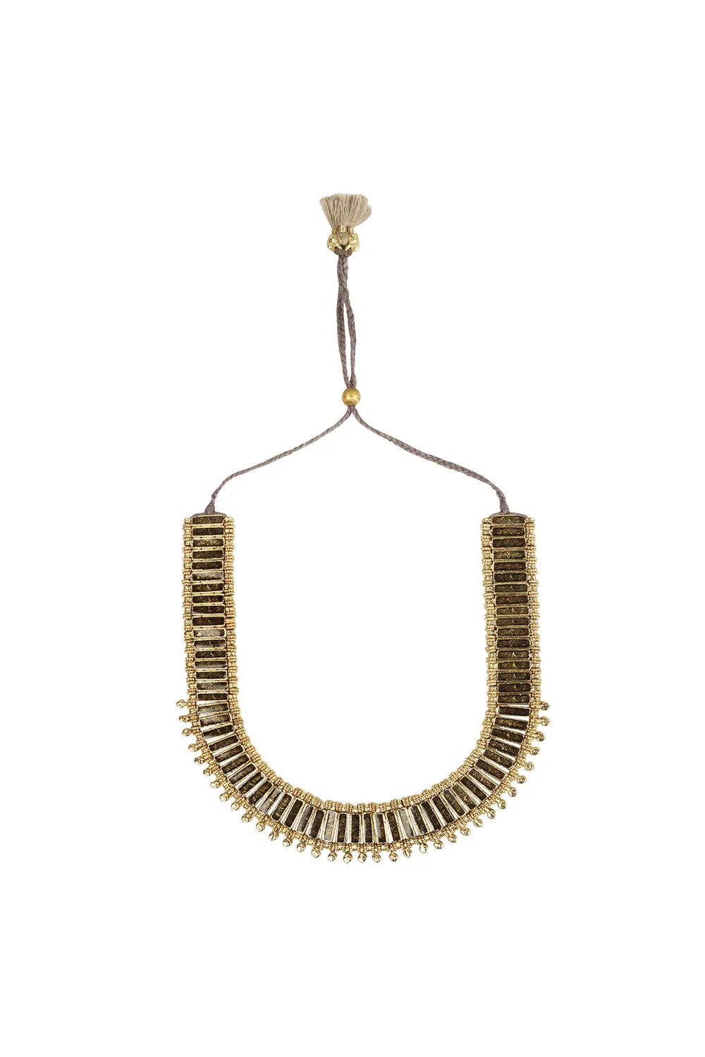 House of Tuhina Qabeela Collana smalto blu oro