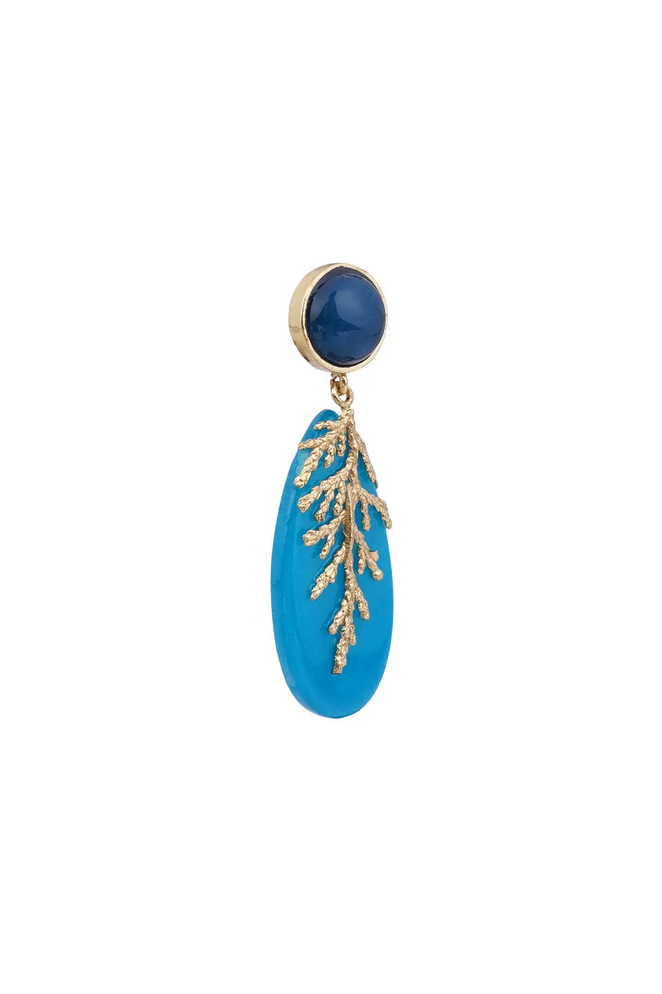 House of Tuhina Leaf orecchini pendenti avorio oro