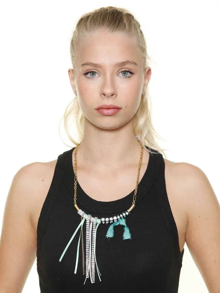Rada Catena con Nastri collana lilla/marrone con strass