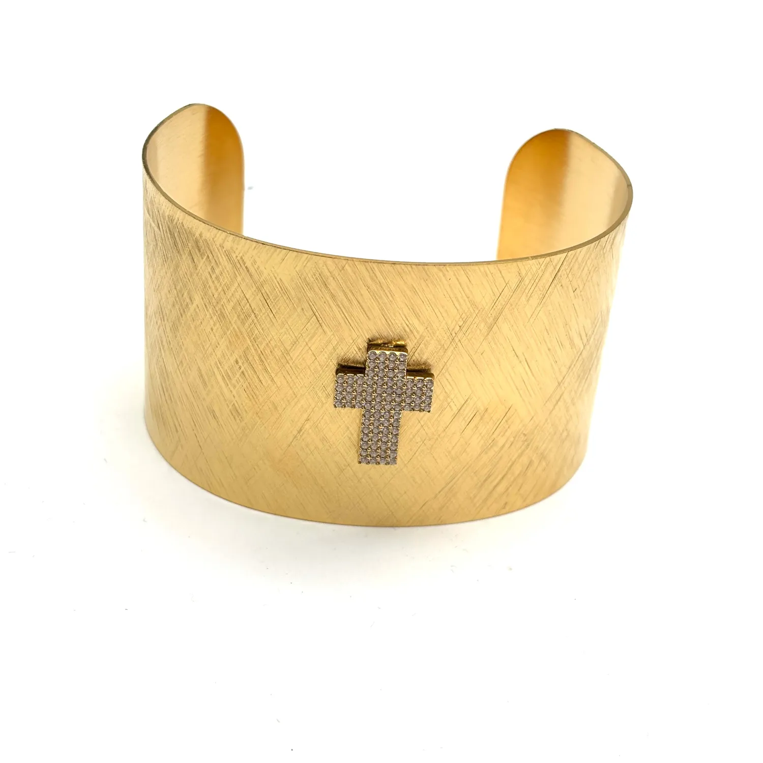 Ornamenta Croce Bracciale Fascia Rigido Acciaio Dorato