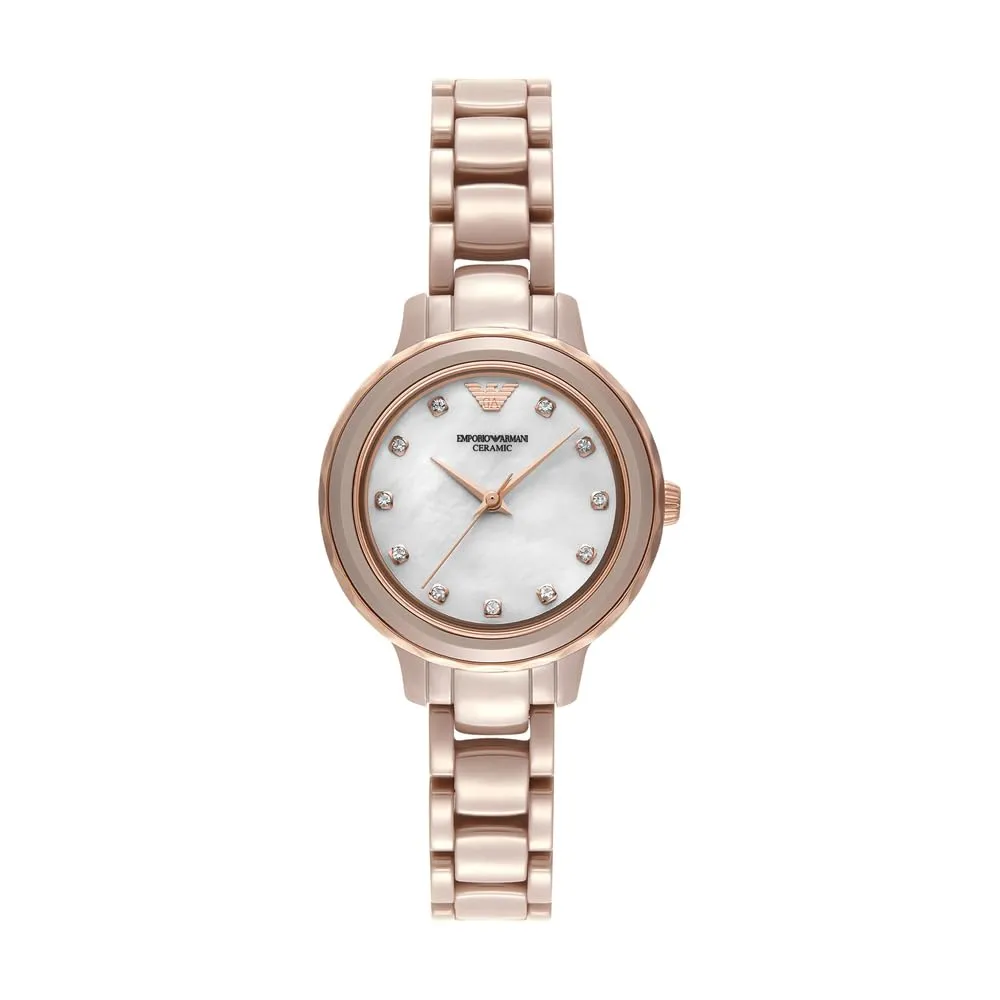 Emporio Armani Orologio Donna Ceramica 32 mm Bianco Glitter