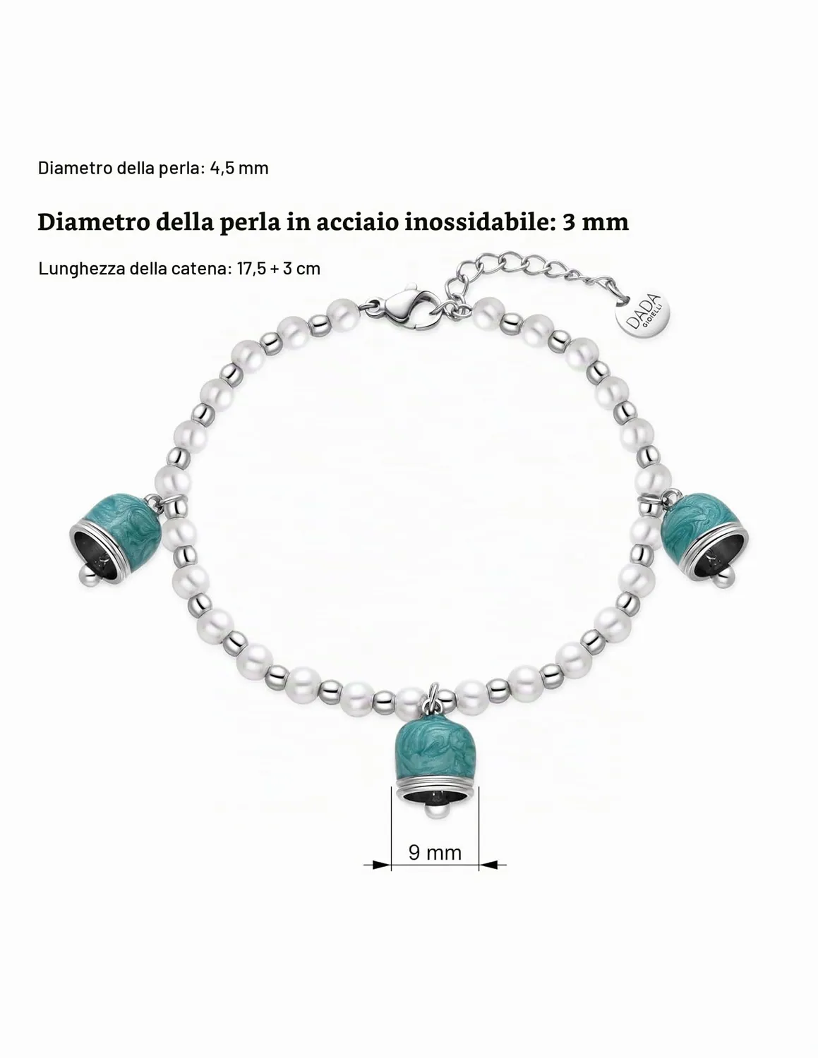 Dada Gioielli Bracciale Perle Maiorca Campanelle Turchese