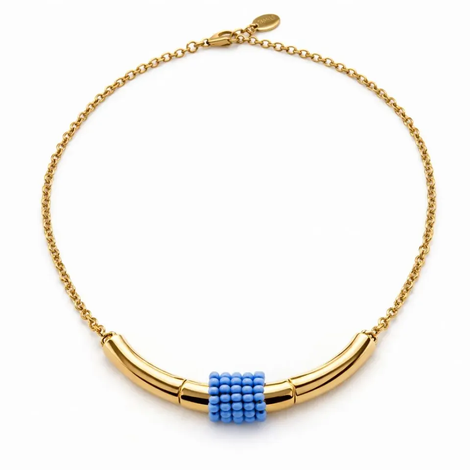 Rada Collana Decoro Perline collana dorata catena sottile