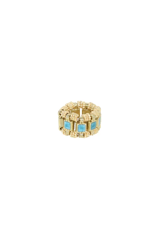 House of Tuhina Padma anello blu acqua fatto a mano