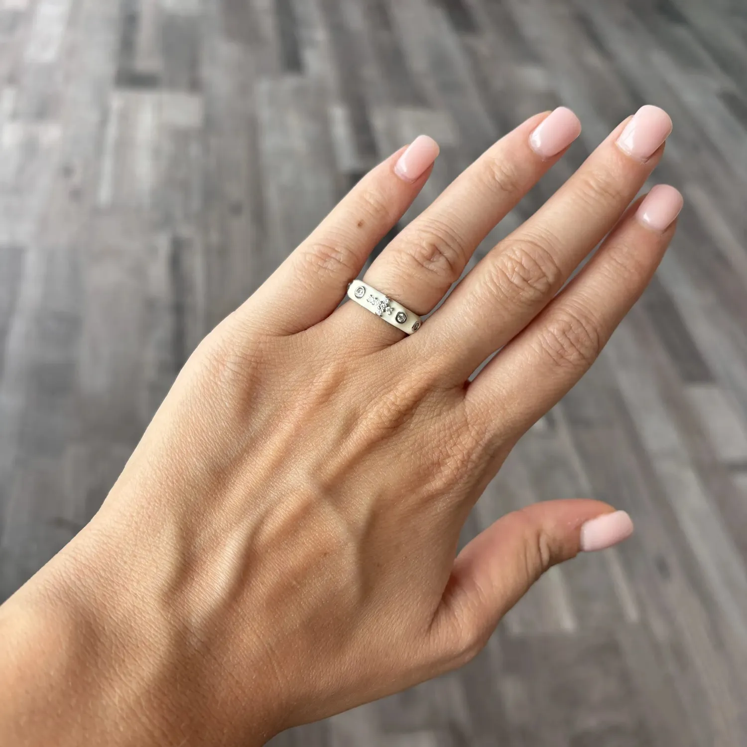 Ornamenta Rosario Smalto Bianco anello argento 925 misura 10