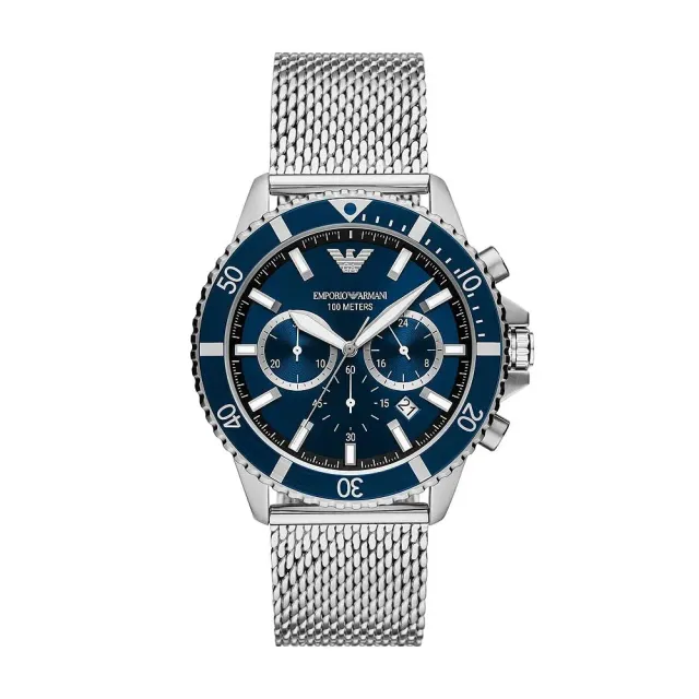 Emporio Armani Cronografo Uomo Argento Blu Solare