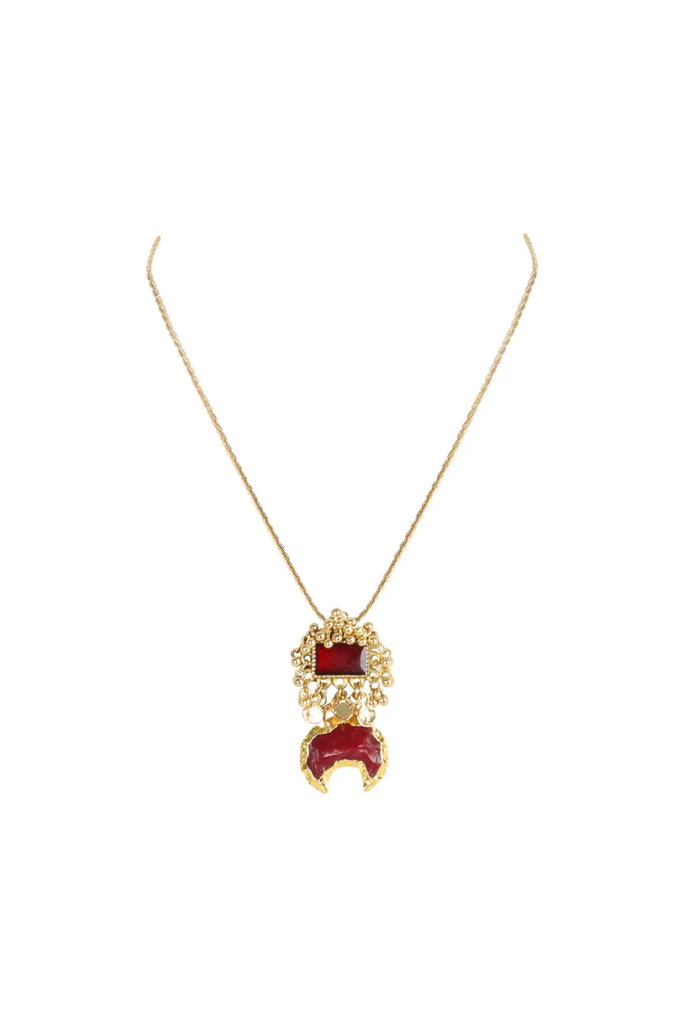 House of Tuhina Dhoori collana filo bordeaux fatta a mano